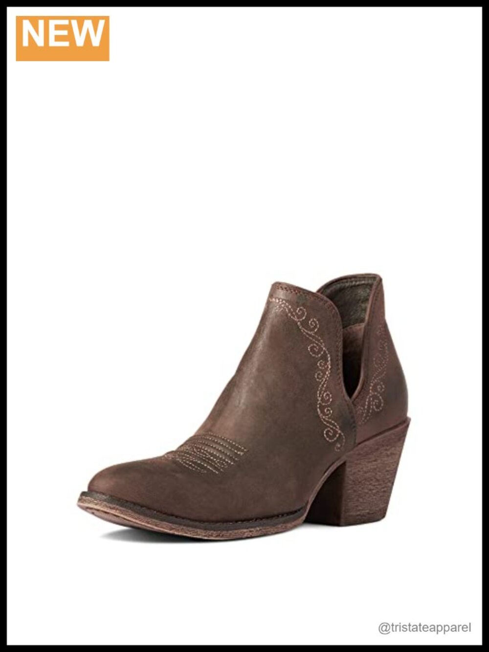 Genuine Leather Western Booties for Women - Mid-Calf, Slip-On, Embroidered